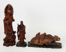 THREE REPUBLICAN PERIOD CHINESE ROOT CARVINGS, one as the God of Longevity from the Immortals, one