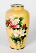 ANDO, JAPANESE SILVER WIRE CLOISONNÉ VASE, of high shouldered form, decorated in colours with pink