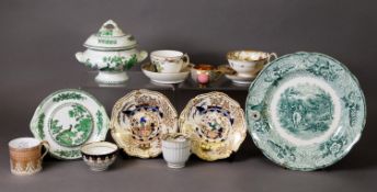 A SMALL GROUP OF COPELAND SPODE AND OTHER, 19th century and later, tea and dinner wares, including