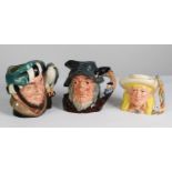 THREE ROYAL DOULTON (BURSLEM) CHARACTER JUGS 'THE FALCONER', 'RIP VAN WINKLE' and 'THE WILD WEST-