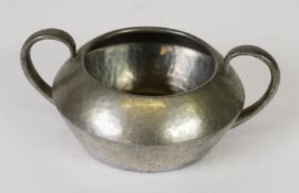 LIBERTY OF LONDON: pewter sugar bowl, marked Liberty & Co. Tudric to the base, 4” (10 cm) dia.