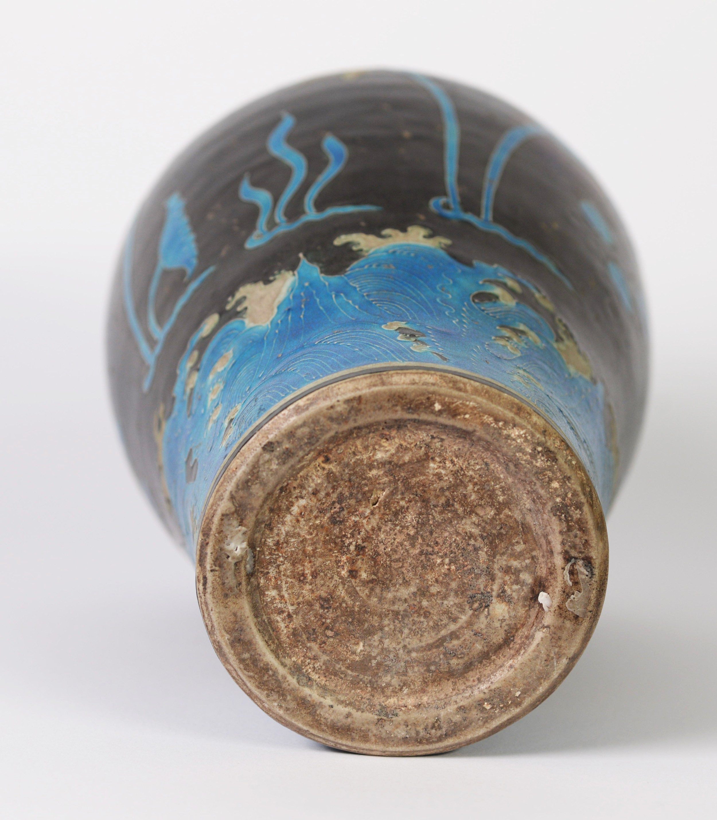 ORIENTAL LARGE POTTERY OVULAR VASE, surmounted by a small flared neck with tube lined decoration - Image 2 of 2