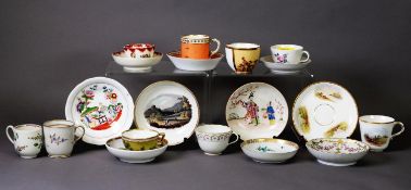 ASSORTED LATE 18TH AND EARLY 19TH CENTURY TEA WARES, including Meissen, St Cloud, Paris Porcelain,