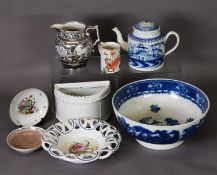 A COLLECTION OF 19TH CENTURY PEARLWARE, including punchbowl c.1800, a similar period cake basket,
