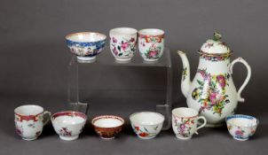 SMALL GROUP OF QIANLONG AND LATER TEA WARES, mainly comprised of tea cups and tea bowls, one with