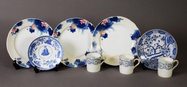 ASSORTED JAPANESE PORCELAIN TEA WARES, to include three side plates, three associated coffee cans, a