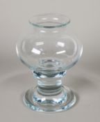 RIHIMAKI, FINLAND, BULGE AND HOOP CLEAR GLASS VASE on columnar circular base, 28cm high