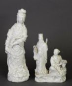 19TH CENTURY CHINESE PORCELAIN BLANC DE CHINE GUANYIN, with Ryu sceptre, together with a further