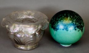 DITCHFIELD GLASFORM STYLE GLOBE LIGHT, in green and mottled blue, together with studio glass