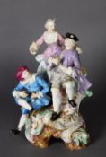 19TH CENTURY MEISSEN FIGURE GROUP, modelled as gentleman and lady in 18th century dress sharing wine