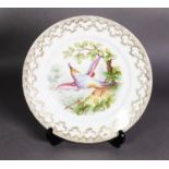 TWENTIETH CENTURY ‘VIENNA’ PORCELAIN CABINET PLATE, printed and painted with an exotic bird,