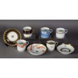 THREE LATE EIGHTEENTH/ EARLY NINETEENTH CENTURY NEW HALL PORCELAIN COFFEE CANS AND SAUCERS,