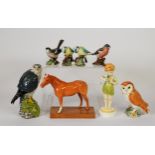 COLLECTION OF MAINLY BESWICK, including palomino horse, barn owl 2026, a pair of tits, a