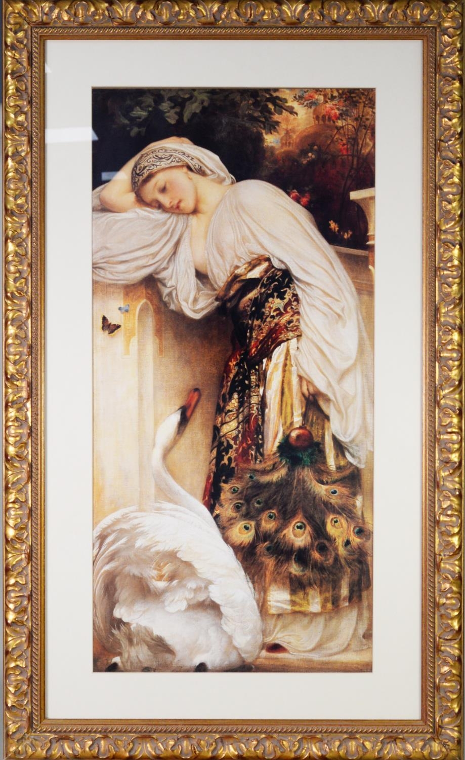 AFTER FREDERICK LEIGHTON COLOUR PRINT Leda and the Swan 34” x 16 ½” (86.3cm x 41.9cm) - Image 2 of 2