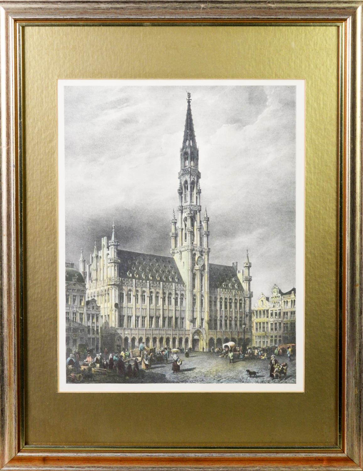 PAIR OF REPRODUCTION PRINTS FROM ENGRAVINGS Hotel de Ville, Brussels and Brussels Cathedral 11” x - Image 3 of 5