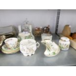 FIVE ITEMS OF CROWN STAFFORDSHIRE 'KOWLOON' CHINA (2 A.F.), 3 ITEMS OF AYNSLEY CHINA, A MINTON'S '