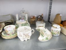 FIVE ITEMS OF CROWN STAFFORDSHIRE 'KOWLOON' CHINA (2 A.F.), 3 ITEMS OF AYNSLEY CHINA, A MINTON'S '