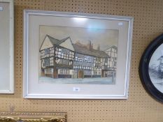 J. GLEAVE WATERCOLOUR DRAWING ‘THE SHAMBLES, MANCHESTER’