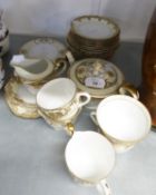 MEITO JAPANESE HAND PAINTED PORCELAIN TEA SERVICE FOR SIX PERSONS, 22 PIECES WITH TWO SIZES OF CUPS,