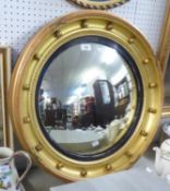 EARLY TWENTIETH CENTURY REGENCY STYLE GILT CONVEX MIRROR 25 ½" (65cm) diameter