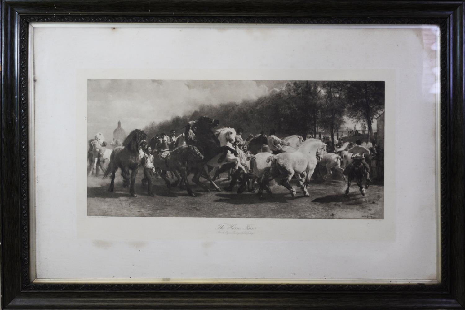 AFTER ROSA BONHEUR PAIR OF BLACK AND WHITE PHOTOGRAVURES ‘Wagon & team’ ‘The Horse Fair’ 10” x - Image 2 of 4