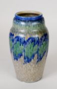 ART DECO ROYAL LANCASTRIAN VASE, of elongated obovoid form throw by E.T. Radford and decorated by