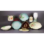 SMALL COLLECTION OF ART DECO AND LATER CERAMICS, including Carlton Ware Australian stamp