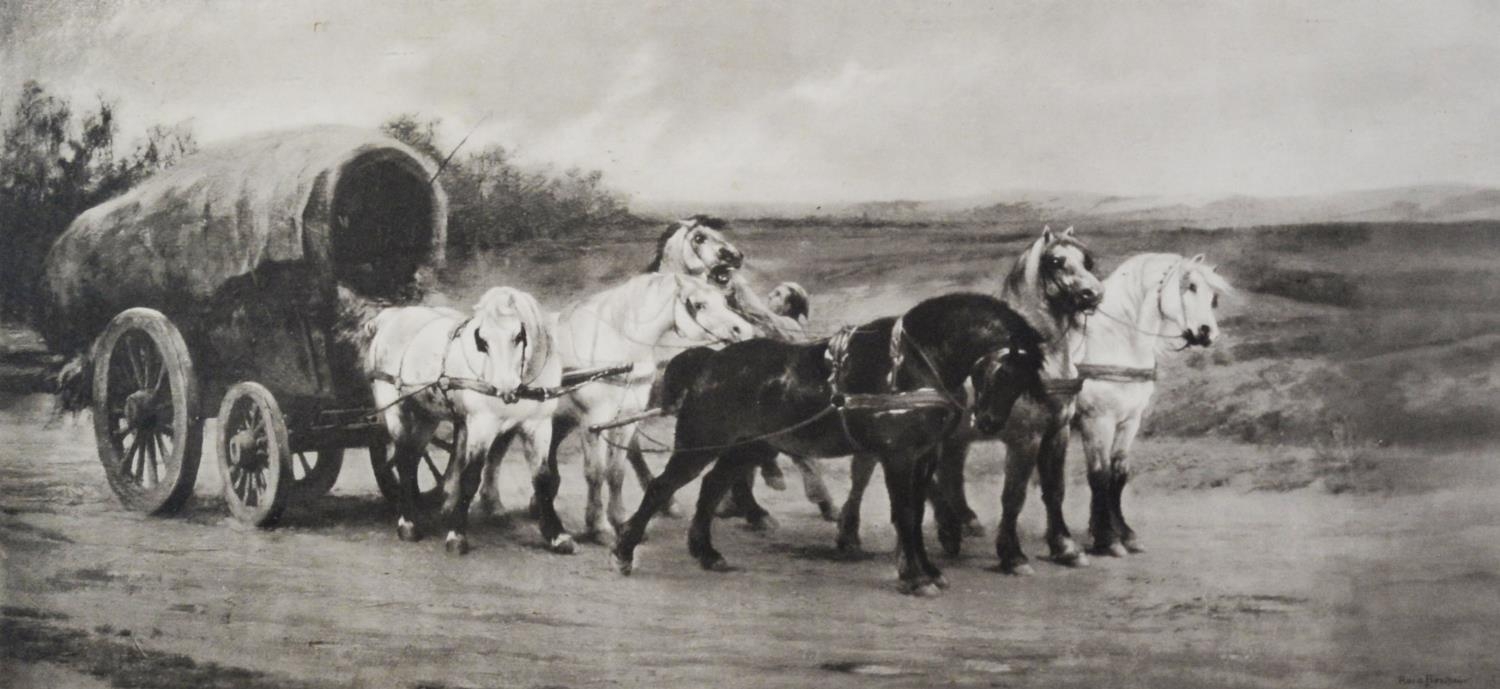 AFTER ROSA BONHEUR PAIR OF BLACK AND WHITE PHOTOGRAVURES ‘Wagon & team’ ‘The Horse Fair’ 10” x - Image 4 of 4