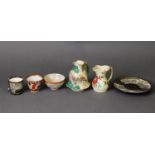 FIVE PIECES OF JAPANESE TAISHO AND LATER SATSUMA WARES, including two jugs, two tea bowls, and a