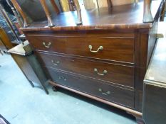 A GEORGE III MAHOGANY CHEST OF THREE DRAWERS