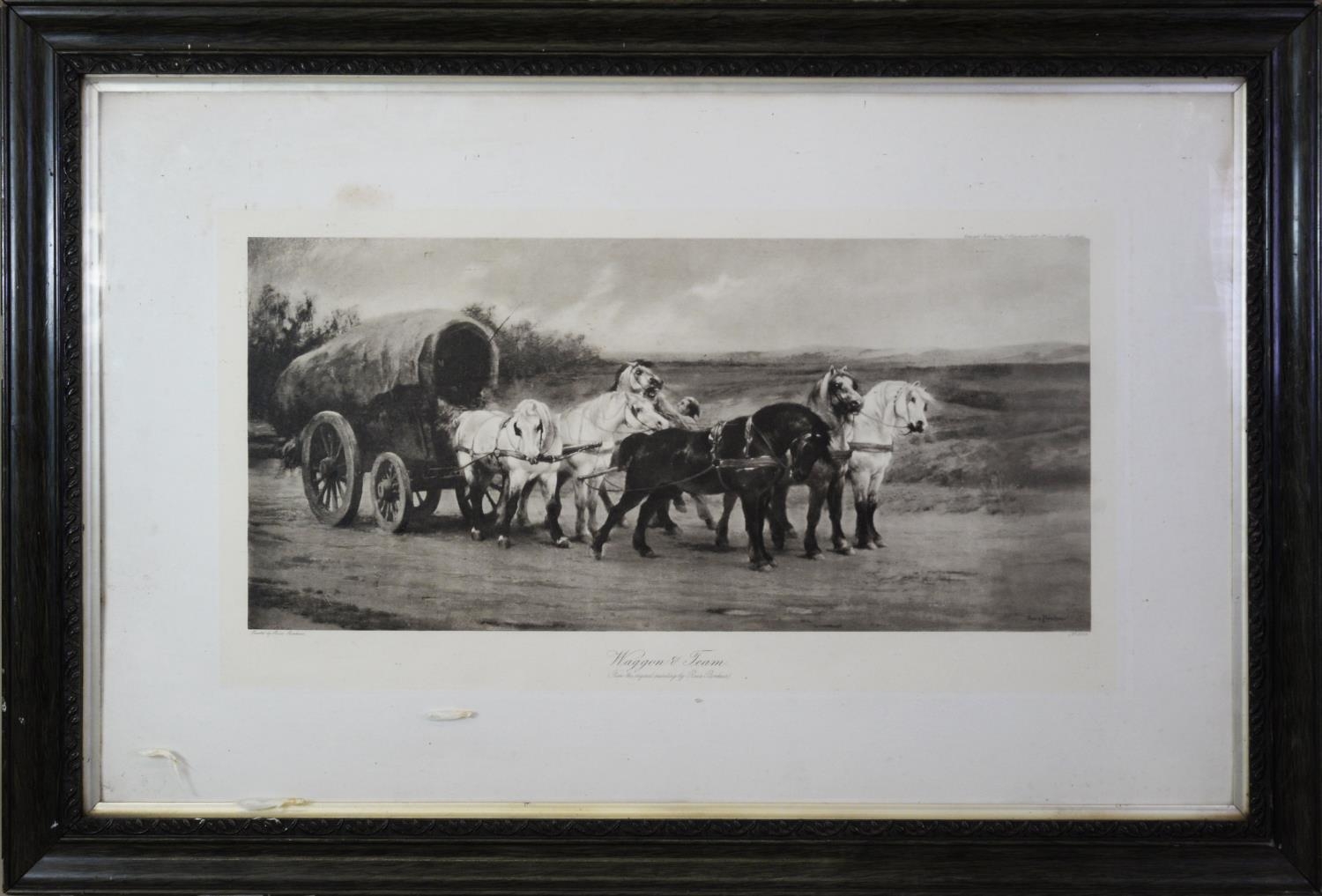 AFTER ROSA BONHEUR PAIR OF BLACK AND WHITE PHOTOGRAVURES ‘Wagon & team’ ‘The Horse Fair’ 10” x - Image 3 of 4