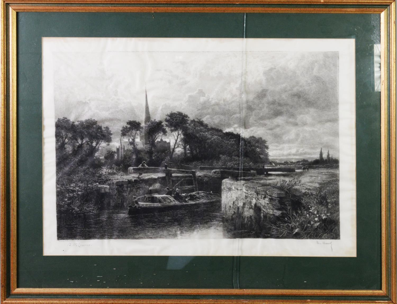 BENJAMIN WILLIAMS LEADER BY CHARLES COUSEN? LATE NINETEENTH CENTURY ENGRAVING Canal lock scene - Image 2 of 8