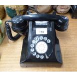 REPRODUCTION BLACK PLASTIC TELEPHONE in working order with connector