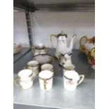 NORITAKE JAPANESE PORCELAIN COFFEE SERVICE OF 15 PIECES, WITH FLORAL DECORATION WITH BLUE AND GILT