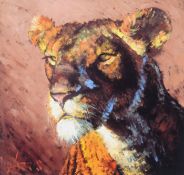 ROLF HARRIS ARTIST SIGNED LIMITED EDITION COLOUR PRINT Lioness (170/195) no certificate 12” x 13” (