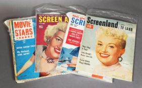 TWENTY 1940’s/ 1940’s EDITIONS OF AMERICAN MOVIE MAGAZINES WITH BETTY GRABLE COVERS, MOVIE STARS,