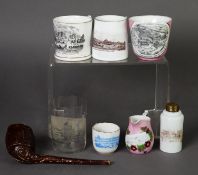 FIVE LATE 19th CENTURY ITEMS OF CHINA WITH PRINTED IMAGES RELATING TO CRYSTAL PALACE, includes two