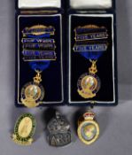 TWO ENAMELLED AND GILT METAL MEDALLIONS A.C.C. FOR KING & COUNTRY, distinguished service with 5