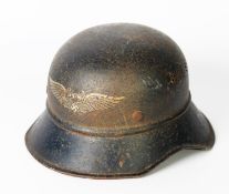 GERMAN M1938 LUFTSCHUTZ GLADIATOR HELMET, probably retaining 60/70% of original dark blue paint