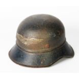 GERMAN M1938 LUFTSCHUTZ GLADIATOR HELMET, probably retaining 60/70% of original dark blue paint