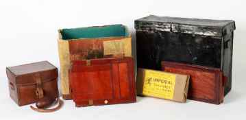 WET PLATE PREPARATION SLIDE, and assorted glass photographic plate cassettes [qty]