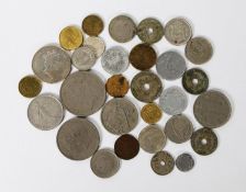 LARGE SELECTION OF EUROPEAN AND WORLD COINAGE, CIRCA 1930s AND LATER, and some USED BANKNOTES,