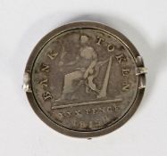 GEORGE III IRISH SILVER THIRTY PENCE BANK TOKEN, 1808, showing wear to high spots of bust and