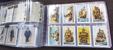 RING BINDER ENCLOSING A GOOD MIXED SELECTION OF CIGARETTE CARDS, MAINLY FULL SETS, makers to
