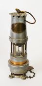 SPIRALARM EARLY 20th CENTURY BRASS AND ALUMINIUM MINER'S SAFETY LAMP by JH Naylor of Wigan with