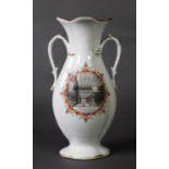 GREEN, LONDON MID 19th CENTURY POTTERY TWO HANDLED COMMEMORATIVE VASE - Exhibition of the Works of