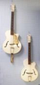 1960s LUCKY 7 Rosetti (EGMOND) arch top acoustic guitar, with f holes white body, fitted with mother