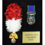 QUEEN ELIZABETH II 1962 PATTERN GENERAL SERVICE MEDAL WITH NORTHERN IRELAND CLASP AND RIBBON awarded