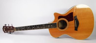 Taylor, model 421-CE, grand concert electro acoustic guitar, short neck, cutaway. Fitted with a