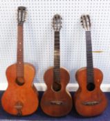 THREE MID TWENTIETH CENTURY AND LATER SIX STRING PARLOUR GUITARS, all a/f, (3)